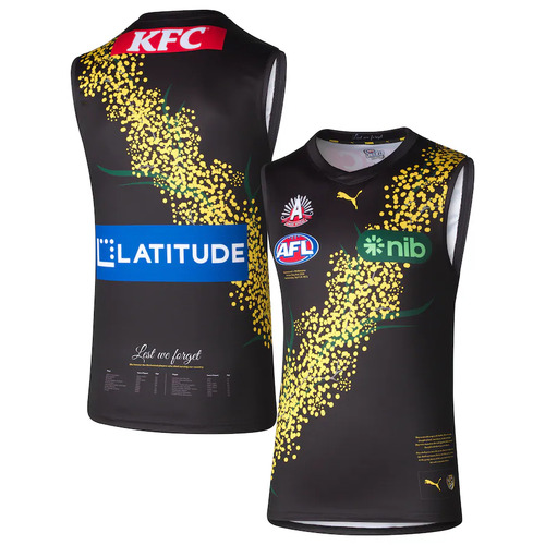 Richmond Tigers AFL Puma Anzac Guernsey Kids Sizes 8-16! T4