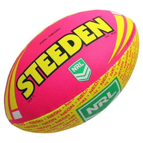 NRL Steeden Neon Supporter Rugby League Football Pink/Yellow Size 5! T5