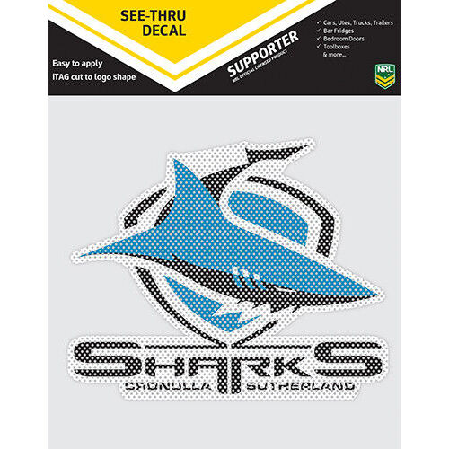 Cronulla Sharks NRL iTag UV Car See Thru Logo Window Decal Sticker