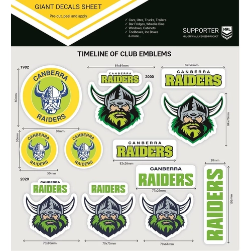 Canberra Raiders NRL Timeline Giant Decal Sticker (24 cm) T0