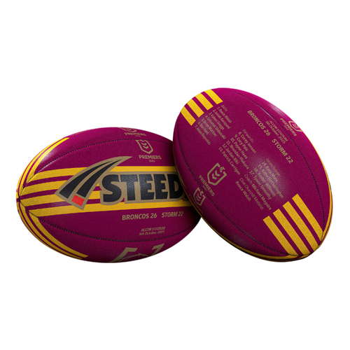 Brisbane Broncos NRL 2025 Steeden Premiers Ball Football Size 5! In Stock