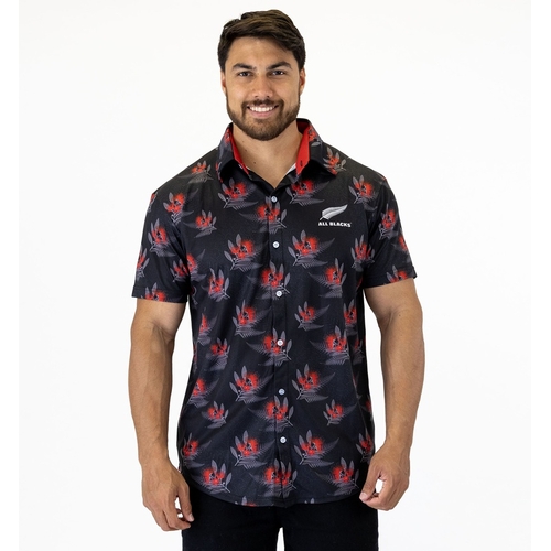 New Zealand All Blacks Super Rugby 'Pohutukawa' Hawaiian Shirt Sizes S-5XL! T5 