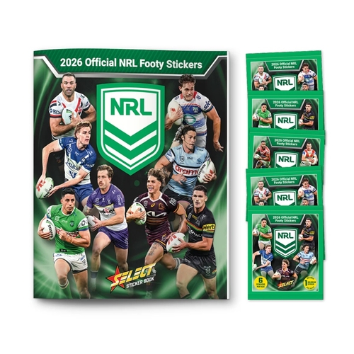 2026 Official NRL Footy Stickers Book Bundle (5 PACKS OF STICKERS)