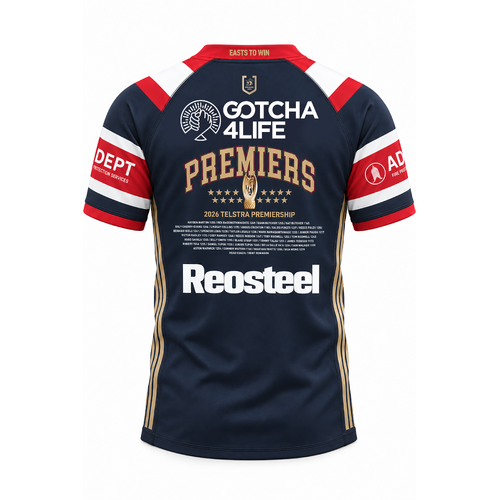 Sydney Roosters NRL 2026 Adidas Kids Home Premiers Jersey Size 6-14!