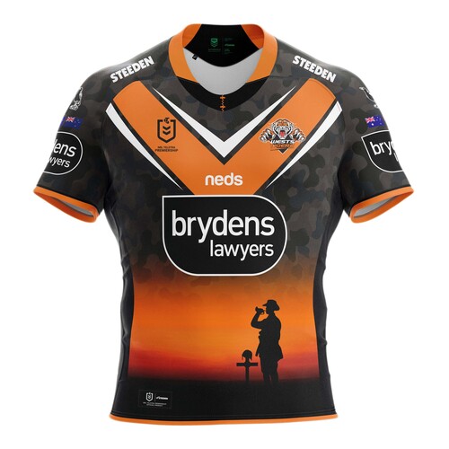 Wests Tigers NRL Steeden ANZAC Jersey Kids Sizes 6-14! T1