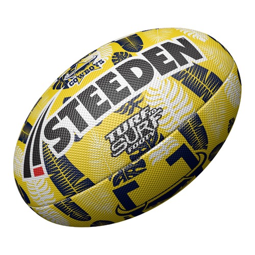 NQ Cowboys NRL Steeden Surf and Turf Rugby League Football Size 3!