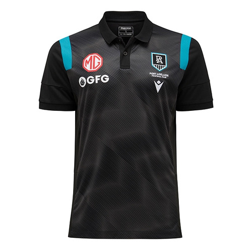 Port Adelaide Power AFL Macron Media Polo T Shirt Sizes S-3XL! T2