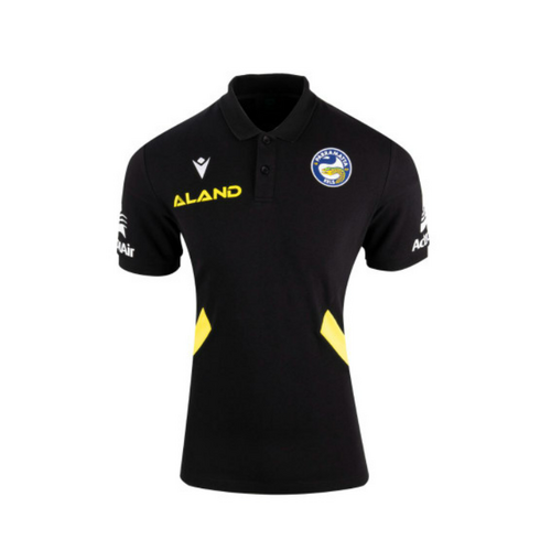 Parramatta Eels NRL Macron Black Travel Polo Sizes S-5XL! T3