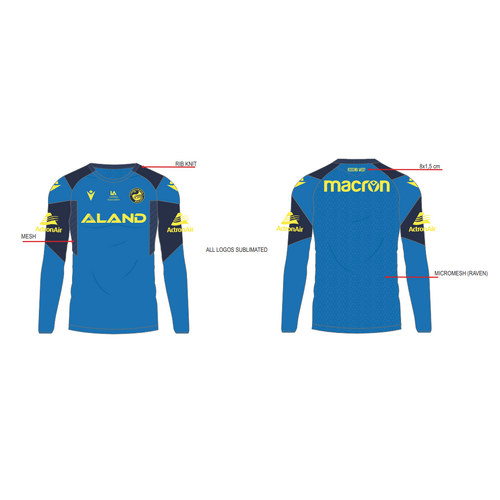 Parramatta Eels NRL Macron Players Long Sleeve Training Shirt Sizes S-5XL! T4
