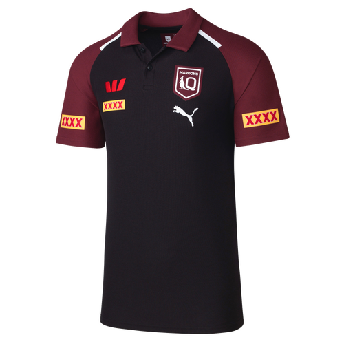 Queensland Maroons QRL Puma Team Polo Black Sizes S-4XL! T4
