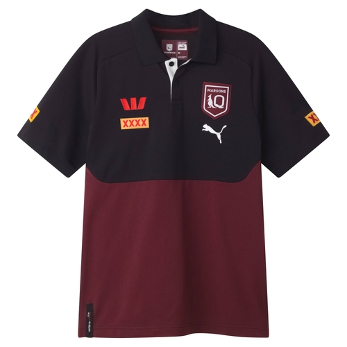 Queensland Maroons 2025 QRL Puma Black Team Polo Sizes S-4XL!