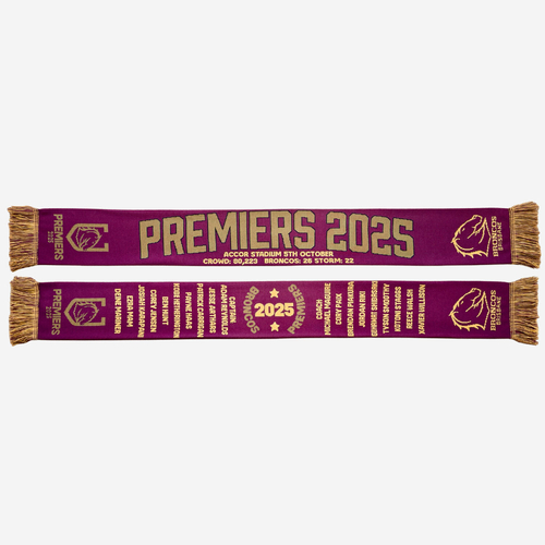Brisbane Broncos NRL 2025 Premiers Scarf! In Stock!