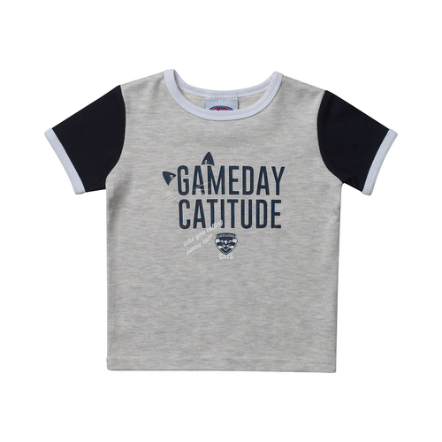 Official AFL Geelong Cats Baby Infant Toddlers Ringer Tee T Shirt Sizes 000-1