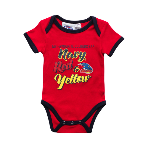 Official AFL Adelaide Crows Baby Infants Bodysuit Romper Sizes 000-1 