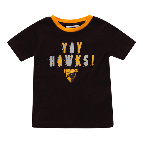 AFL Hawthorn Hawks Baby Infant Baby Yay Tee T Shirt W20 Sizes 000-1