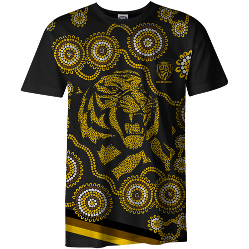 Richmond Tigers AFL Playcorp Indigenous Shirt Sizes S-5XL! W22