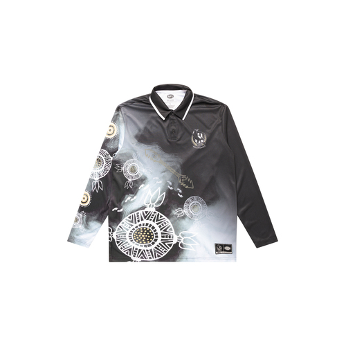 Collingwood Magpies AFL Indigenous L/S Training Polo Sizes S-5XL! S3