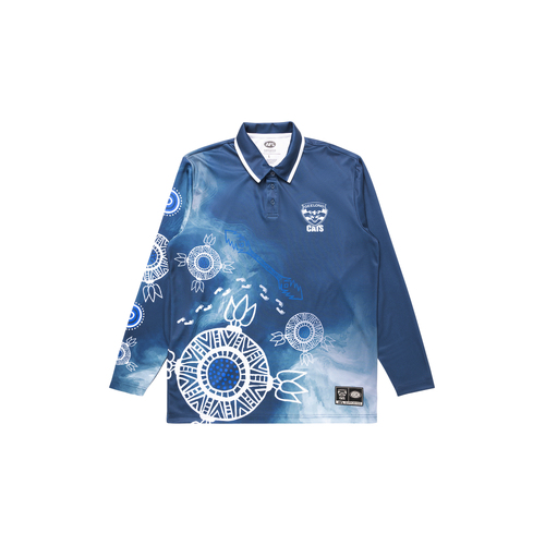 Geelong Cats AFL Indigenous L/S Training Polo Sizes S-5XL! S3