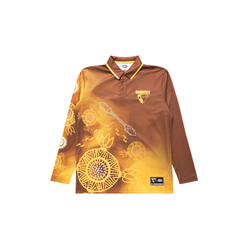 Hawthorn Hawks AFL Indigenous L/S Training Polo Sizes S-5XL! S3