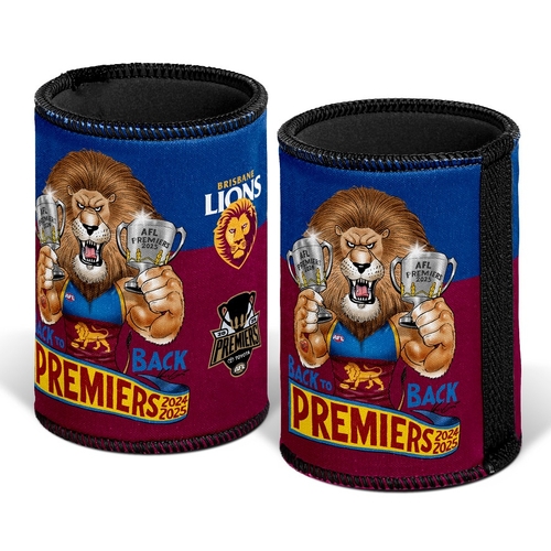 Brisbane Lions AFL 2025 Premiers Caricature Stubby Holder Can Cooler P1! IN STOCK!