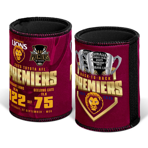 Lions AFL 2025 Premiers Trophy Score Stubby Holder Can Cooler P1! IN STOCK!