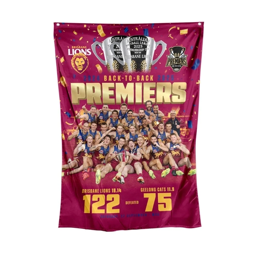 Brisbane Lions AFL 2025 Premiers Wall Flag P2! In Stock!