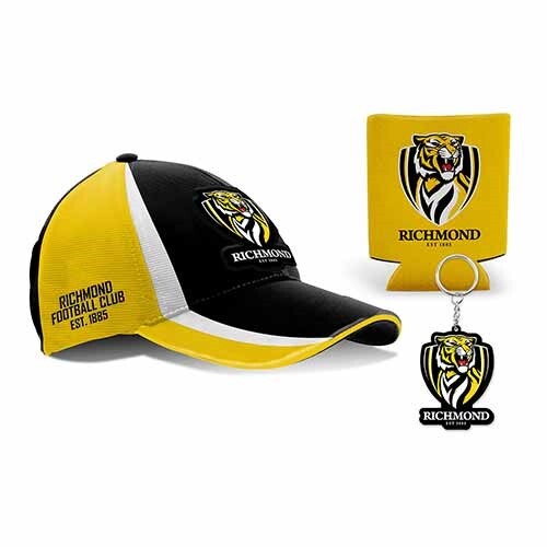 Richmond Tigers AFL Cap Hat Can Cooler Keyring Key Chain Gift Set