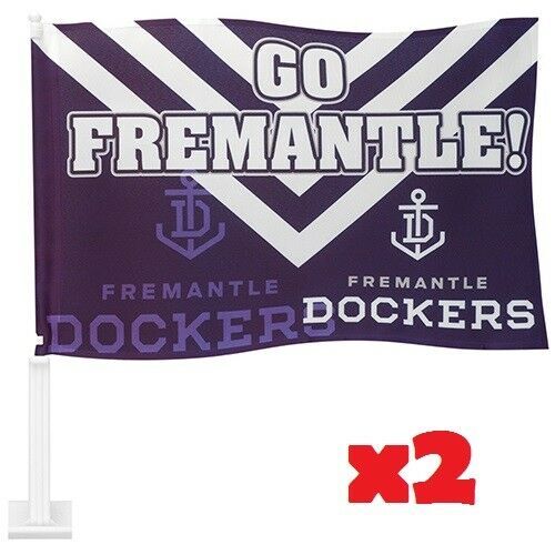 Fremantle Dockers AFL Car Flag 30 cm x 45 cm! x2 Flags!