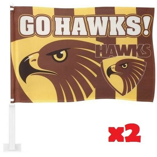 2 x Hawthorn Hawks AFL Car Flag Car Flag 30 cm x 45 cm!