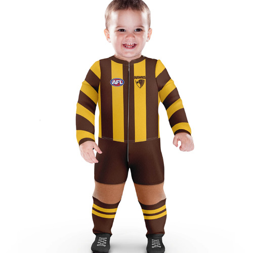 Hawthorn Hawks AFL Kids Footysuit Infants Sizes 000-2! T3