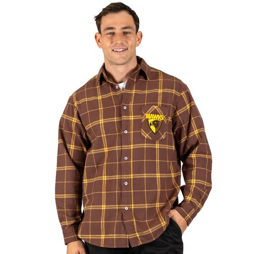 Hawthorn Hawks AFL 'Mustang' Flannel Shirt Button Up T Shirt Sizes S-5XL!