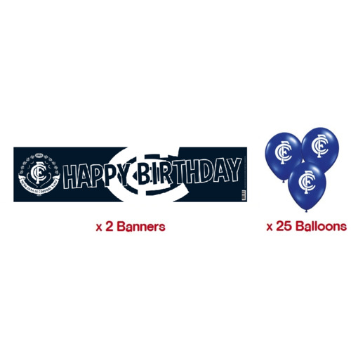 Carlton Blues AFL Party Pack 25 Balloons & 2 Happy Birthday Banners!