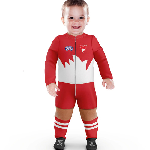 Sydney Swans AFL Kids Footysuit Infants Sizes 000-2! T3