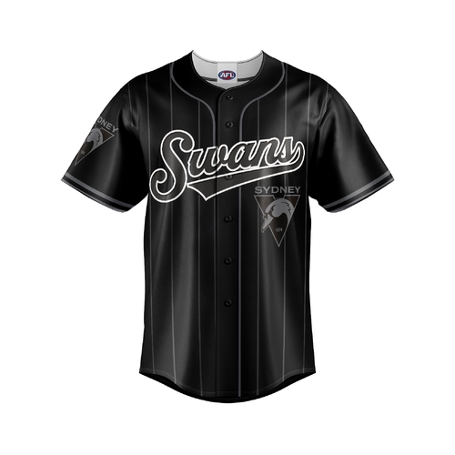 Sydney Swans AFL 'Blackout' Baseball Jersey Slugger T Shirt Sizes S-5XL!