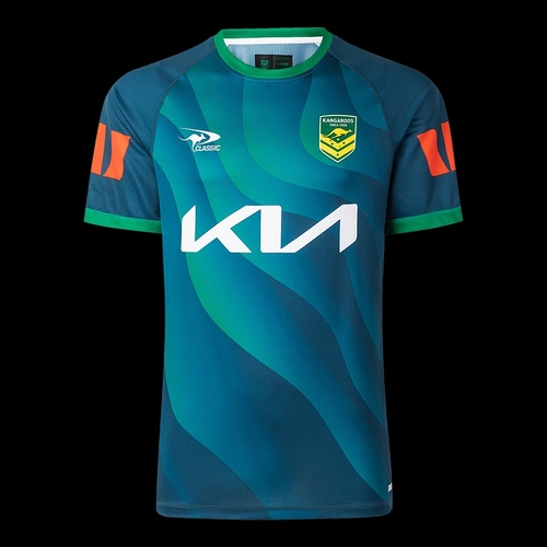 Australian Kangaroos 2025/26 RL Players Warm Up Shirt Kids Sizes 8-14!