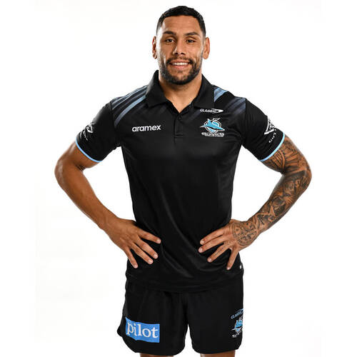 Cronulla Sharks NRL Classic Media Polo Black Sizes S-7XL! T4