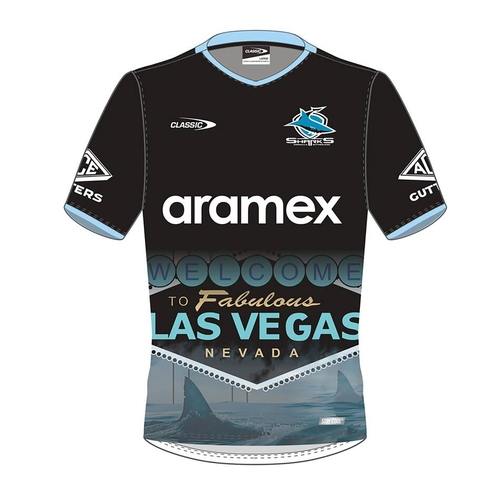 Cronulla Sharks 2025 NRL Classic Las Vegas Training Shirt Sizes S-7XL! 