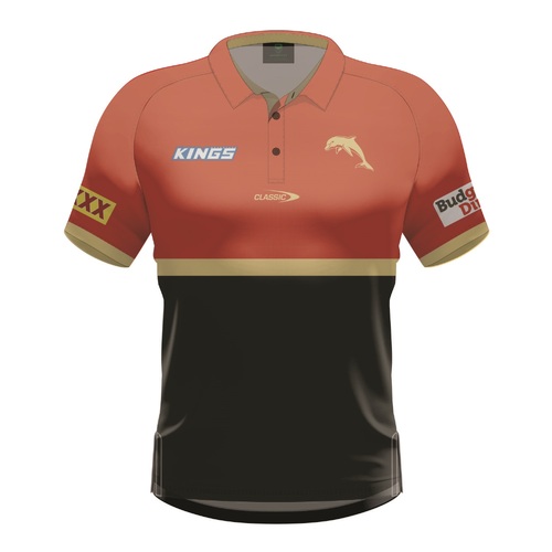 The Dolphins NRL Classic Players Media Polo Red Adults Sizes S-7XL! T4