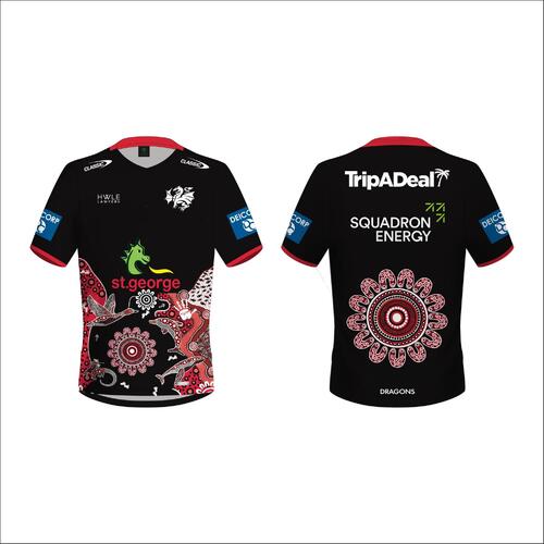 St George ILL Dragons NRL Classic Indigenous Training Shirt Sizes S-3XL! T4