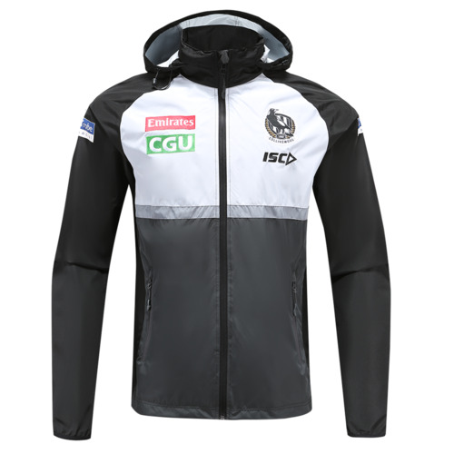 Collingwood Magpies AFL ISC Players Wet Weather Jacket Kids Sizes 6-12! T0