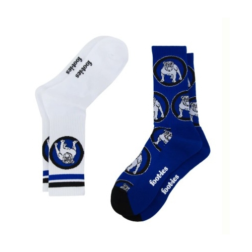 Canterbury Bankstown Bulldogs NRL Retro Sneaker Socks 2 pack!