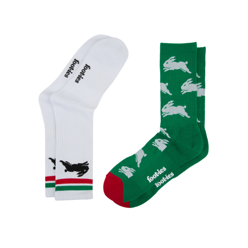 South Syd Rabbitohs NRL 2 Pack Team Logo Sneaker Socks!