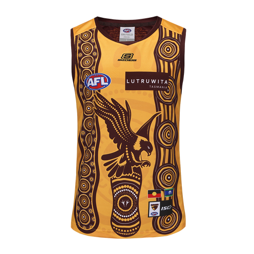 Hawthorn Hawks AFL ISC 2025 Gold/Brown Indigenous Guernsey Sizes S-7XL!