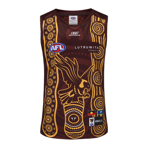 Hawthorn Hawks AFL ISC 2025 Brown/Gold Indigenous Guernsey Sizes S-7XL!