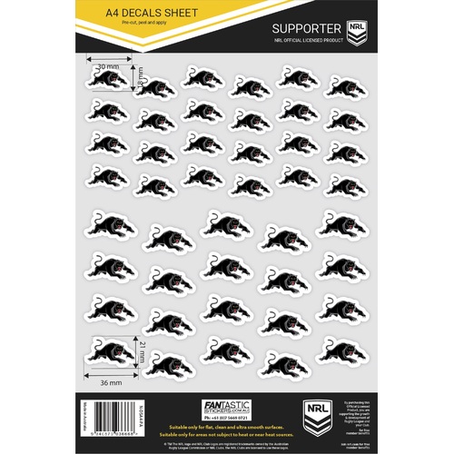 Penrith Panthers Official NRL A4 Gang Team Logo Decal Sheets!