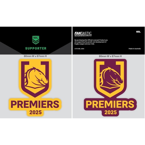 Brisbane Broncos NRL 2025 Premiers iTag Car Mini Decals 2pk!