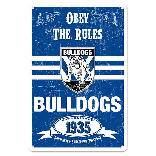 Canterbury Bulldogs NRL Obey The Rules Retro Metal Tin Sign Decoration