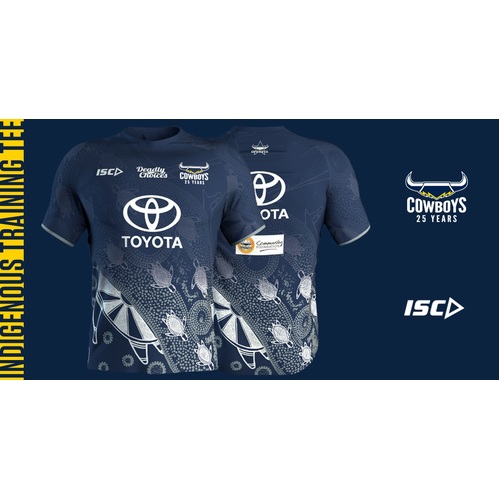 NQ Cowboys NRL 2020 Players Indigenous Training Shirt Kids Sizes 8-14!