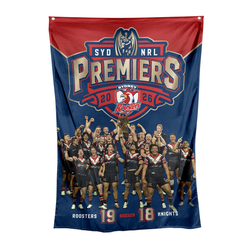 Sydney Roosters NRL Premiers 2026 Team Photo Wall Flag P2! PRESALE