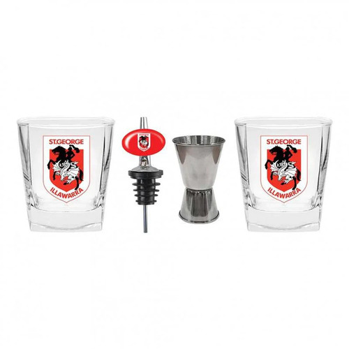 St George ILL Dragons NRL Spirit Glass & Jigger Pourer Gift Pack (Set of 2)